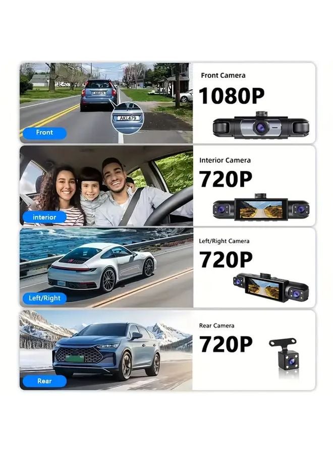 4 Channel 1080P Dash Cam With 32GB Card Night Vision 4 Lenses Multi Angle Recording - Image 3